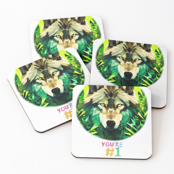 Item preview, Emerald Geometric Wolf – Wild Floral Fusion in Striking Green designed and sold by Naturalite19.