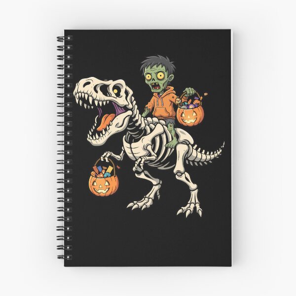 Aperçu de l'œuvre Squelette de T-Rex chevauchant un zombie, équipement de dinosaure amusant pour Halloween créée et vendue par DynamicDesign.