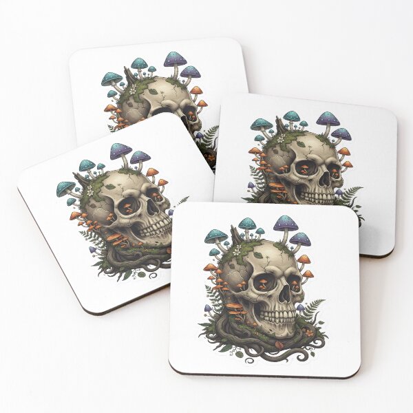 Item preview, Forest Goth Skull with Mushrooms and Roots designed and sold by StickyGuys.