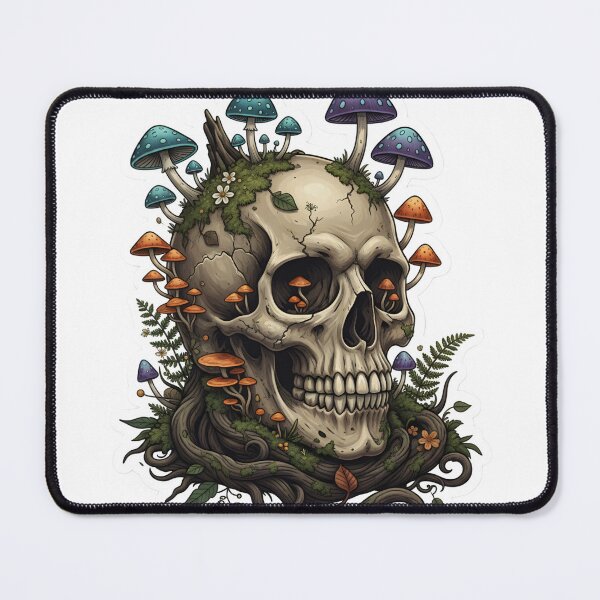 Item preview, Forest Goth Skull with Mushrooms and Roots designed and sold by StickyGuys.