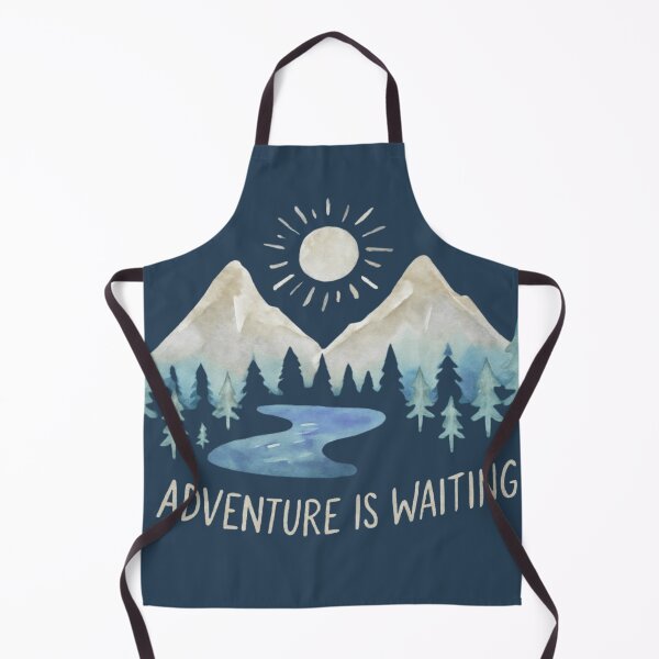 Item preview, Watercolour Mountains and Trees with 'Adventure is Waiting' – Nature Travel Art designed and sold by baggycatsworld.