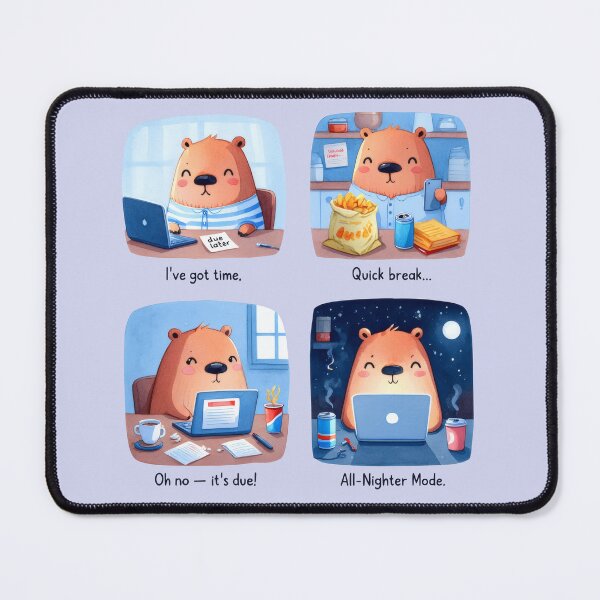 Item preview, Funny Procrastination Bear Comic – Cute Kawaii Illustration designed and sold by Ombrya.