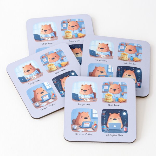 Item preview, Funny Procrastination Bear Comic – Cute Kawaii Illustration designed and sold by Ombrya.