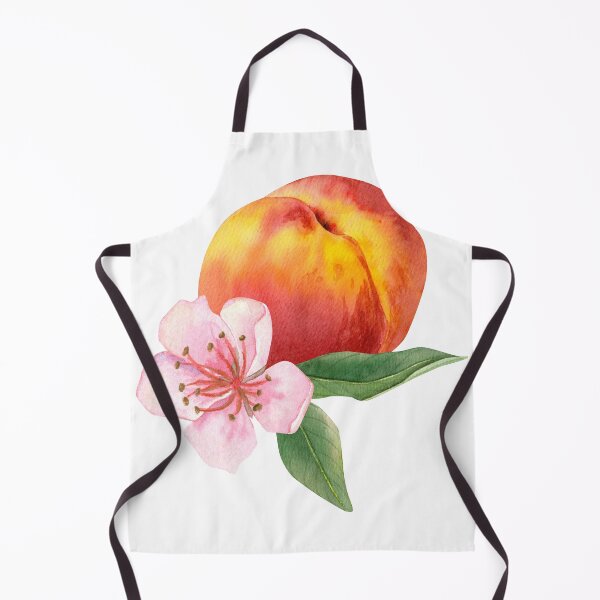 Item preview, Watercolor hand drawn composition with a ripe peach, branch with leaves and peach flowers designed and sold by TanyaKremen.