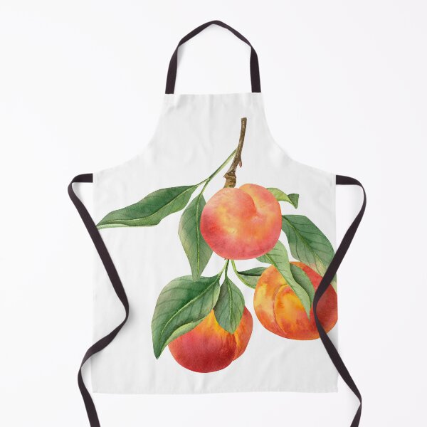 Item preview, Watercolor hand drawn composition with three ripe peaches on a branch with a green leaves. designed and sold by TanyaKremen.