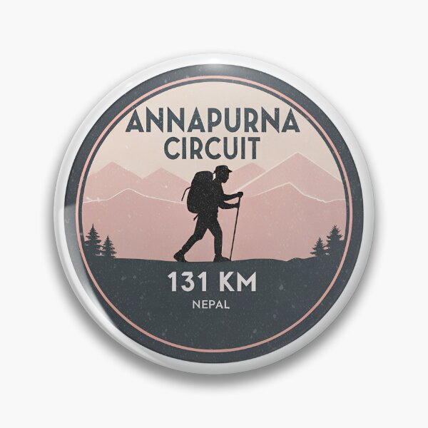 Item preview, Annapurna Circuit Trekking  – Vintage Hiking Badge with Backpacker and Mountains, Nepal Trail designed and sold by VividOrganica.