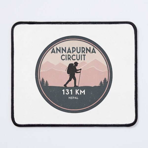 Item preview, Annapurna Circuit Trekking – Vintage Hiking Badge with Backpacker and Mountains, Nepal Trail designed and sold by VividOrganica.