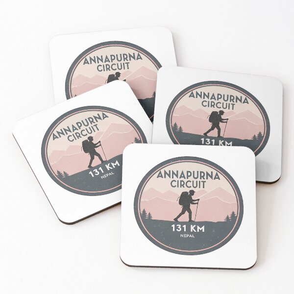 Item preview, Annapurna Circuit Trekking  – Vintage Hiking Badge with Backpacker and Mountains, Nepal Trail designed and sold by VividOrganica.