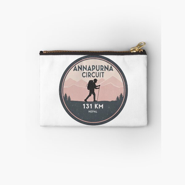 Item preview, Annapurna Circuit Trekking  – Vintage Hiking Badge with Backpacker and Mountains, Nepal Trail designed and sold by VividOrganica.