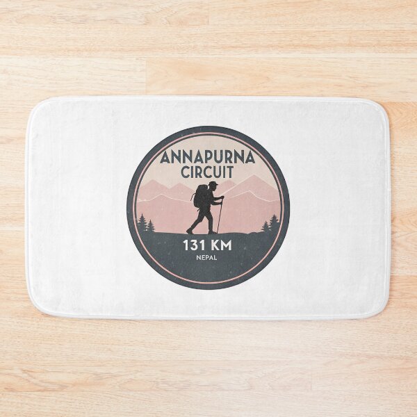 Item preview, Annapurna Circuit Trekking  – Vintage Hiking Badge with Backpacker and Mountains, Nepal Trail designed and sold by VividOrganica.