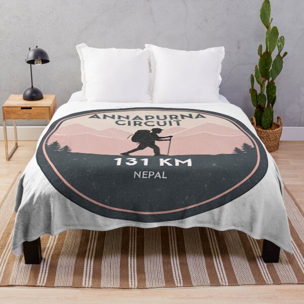 Item preview, Annapurna Circuit Trekking – Vintage Hiking Badge with Backpacker and Mountains, Nepal Trail designed and sold by VividOrganica.