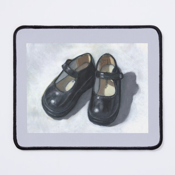 Item preview, Little Black Shoes: Still Life Painting, Oil Pastel, Girl Shoes, Toddler designed and sold by JoyfulWhimsy.