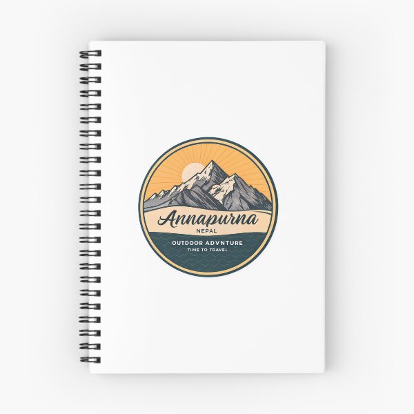 Item preview, Annapurna Mountain Range  – Vintage Nepal Adventure Badge with Retro Sunrise designed and sold by VividOrganica.