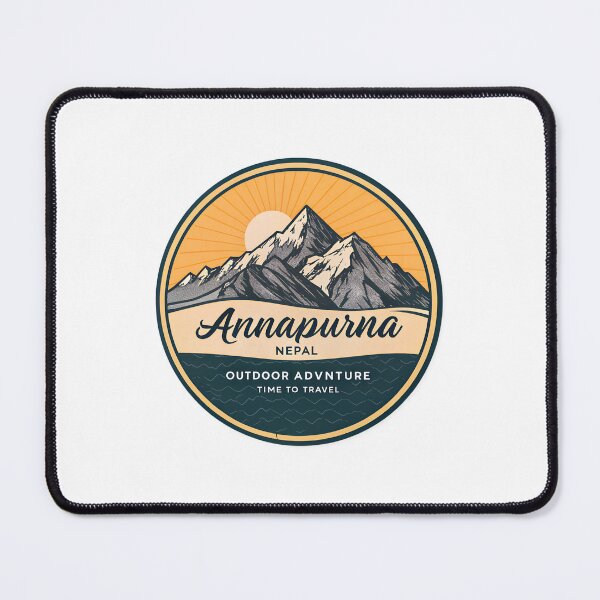 Item preview, Annapurna Mountain Range – Vintage Nepal Adventure Badge with Retro Sunrise designed and sold by VividOrganica.