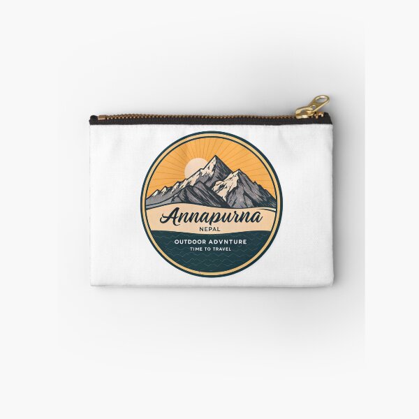 Item preview, Annapurna Mountain Range  – Vintage Nepal Adventure Badge with Retro Sunrise designed and sold by VividOrganica.