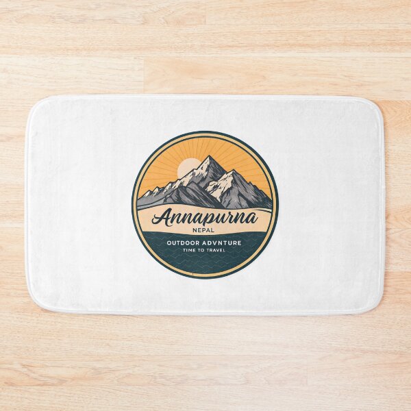 Item preview, Annapurna Mountain Range  – Vintage Nepal Adventure Badge with Retro Sunrise designed and sold by VividOrganica.