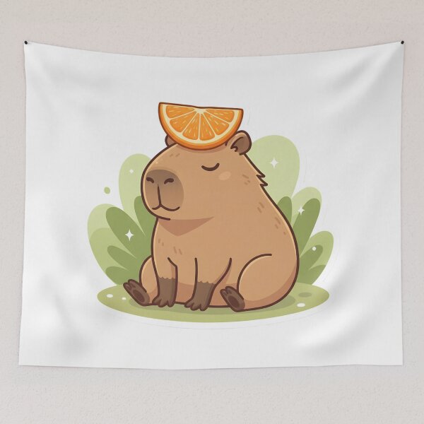 Item preview, Chilling Capybara with Orange - Just Vibing designed and sold by StickyGuys.