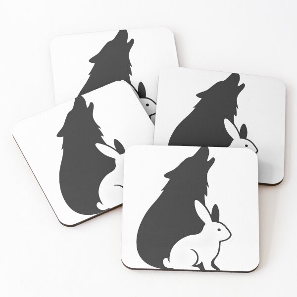 Item preview, Minimalist White Rabbit with Wolf Shadow – Conceptual Design designed and sold by Pixcelcosmic.