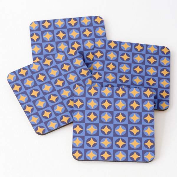Item preview, Bold blue circles and yellow star geometric pattern designed and sold by RuthB-Design.