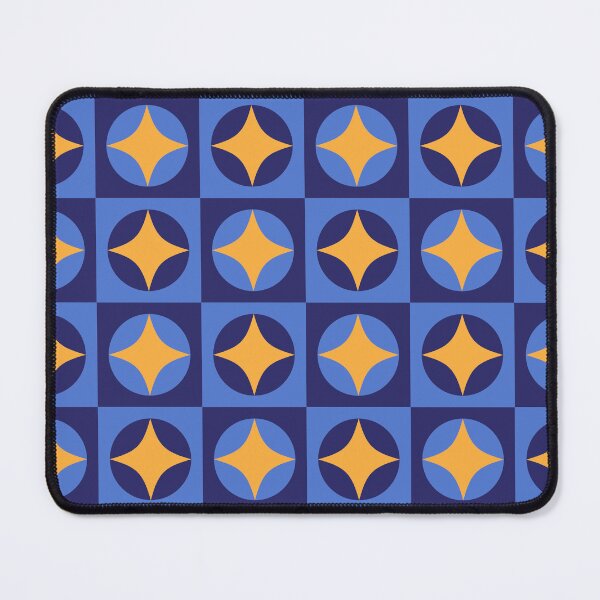 Item preview, Bold blue circles and yellow star geometric pattern designed and sold by RuthB-Design.