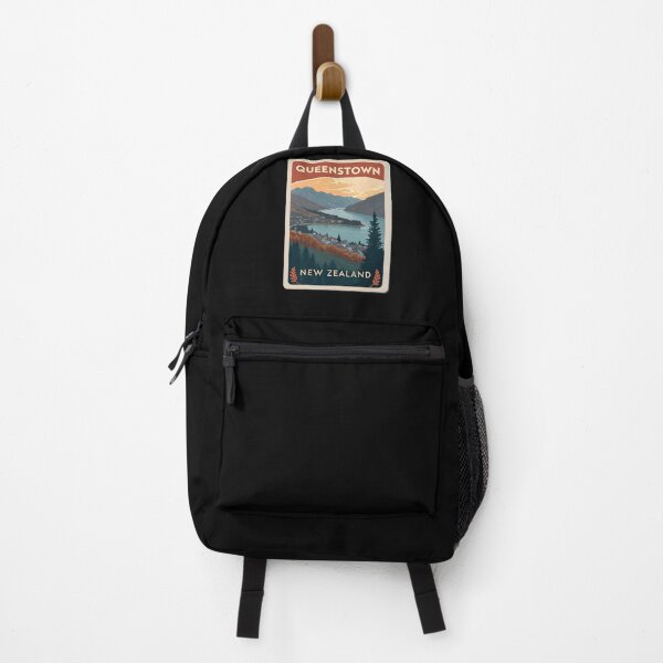 Item preview, Queenstown New Zealand – Vintage Travel Poster Style Scenic Lake and Mountains designed and sold by VividOrganica.
