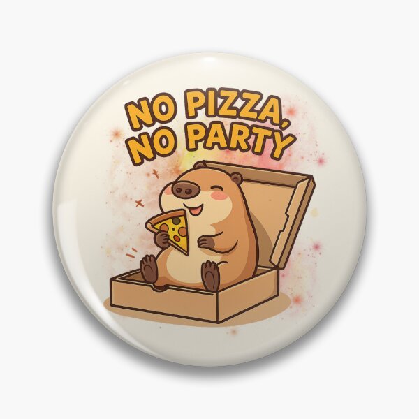 Aperçu de l'œuvre Autocollant Pizza Capybara – Pas de pizza, pas de fête créée et vendue par munizz.