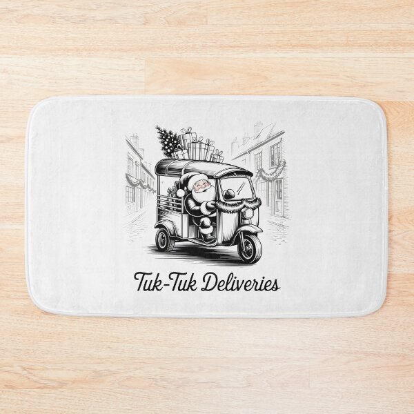 Item preview, Traditional Line Art of Santa on a Christmas Tuk-Tuk designed and sold by SplashTastic.