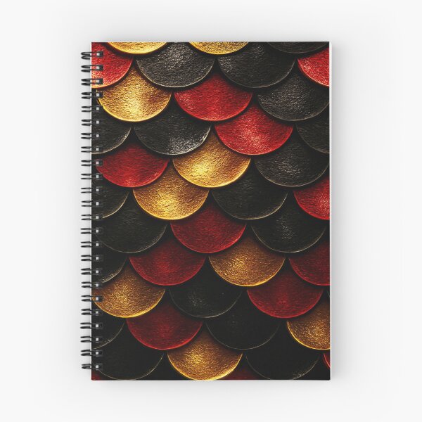 Item preview, Shiny Black, Red & Gold Fishscale Pattern – Metallic Fantasy Texture designed and sold by nigejohn.