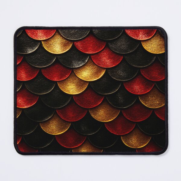 Item preview, Shiny Black, Red & Gold Fishscale Pattern – Metallic Fantasy Texture designed and sold by nigejohn.