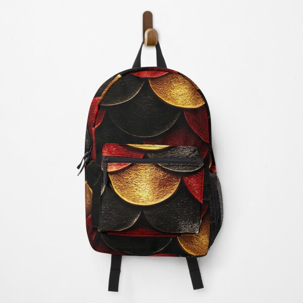 Item preview, Shiny Black, Red & Gold Fishscale Pattern – Metallic Fantasy Texture designed and sold by nigejohn.