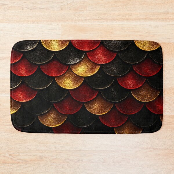 Item preview, Shiny Black, Red & Gold Fishscale Pattern – Metallic Fantasy Texture designed and sold by nigejohn.