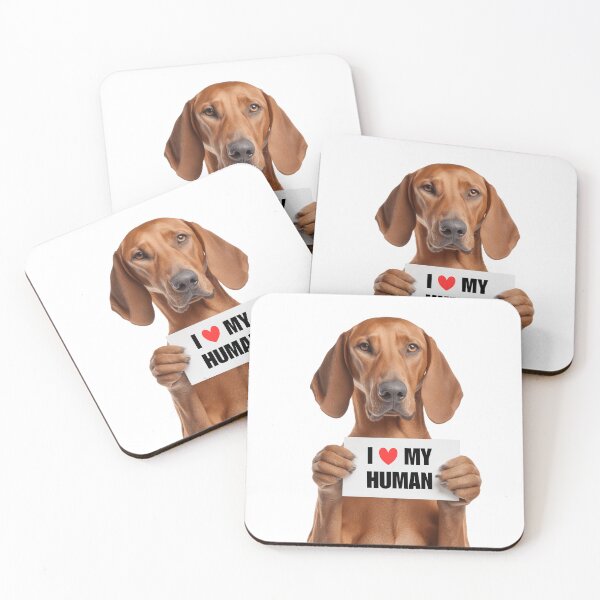 Item preview, Cute Redbone Coonhound dog with Signboard I love my Human  designed and sold by LazyOwlStore.