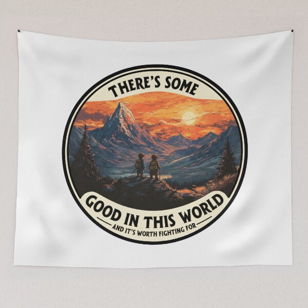 Item preview, Inspirational Mountain Sunset Badge – Adventure Quote Artwork - Fantasy designed and sold by Fenay Designs.