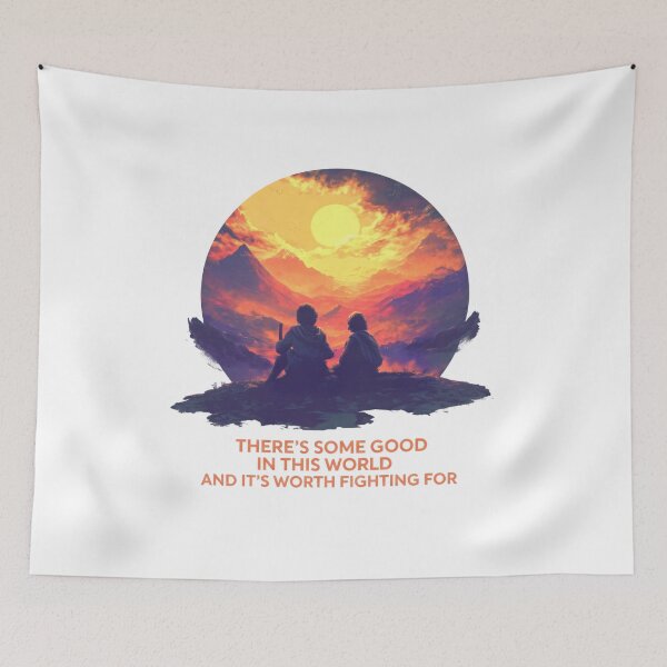 Item preview, Worth Fighting For — Inspirational Sunset Mountain Quote Art - Fantasy designed and sold by Fenay Designs.