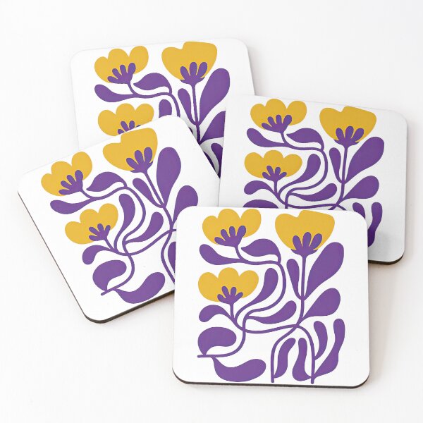 Item preview, Abstract Purple and Yellow Flower Cluster Art designed and sold by ArtfulWeave.