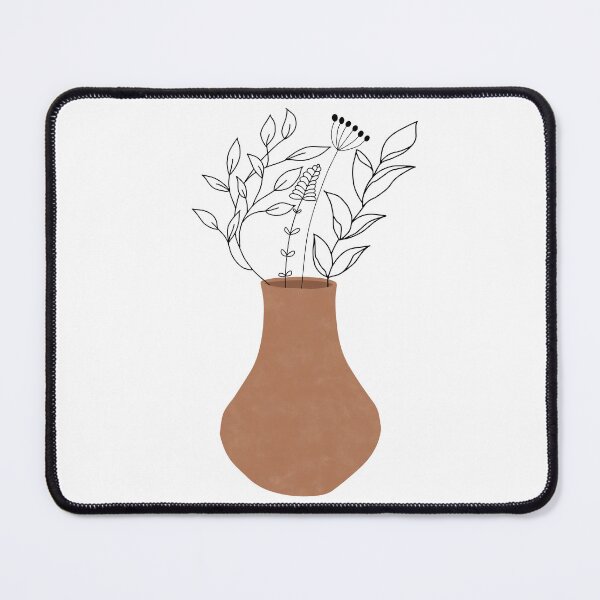 Item preview, Abstract Terracotta Vase with Line Art Botanical Floral Illustration designed and sold by NiceDigital.