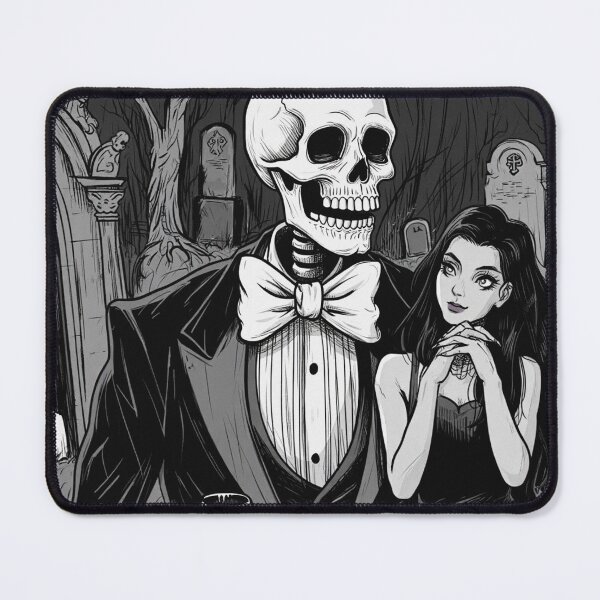 Item preview, Fancy dapper Skeleton man and Vampire girl cool horror art designed and sold by Vintage Designs +.