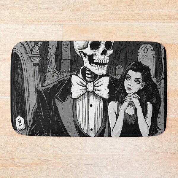 Item preview, Fancy dapper Skeleton man and Vampire girl cool horror art designed and sold by Vintage Designs +.