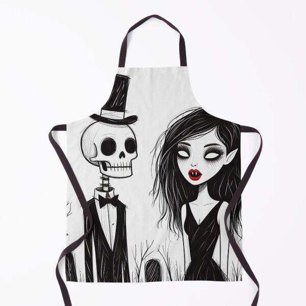 Item preview, Fancy dapper Skeleton man and Vampire girl cool horror art designed and sold by Vintage Designs +.