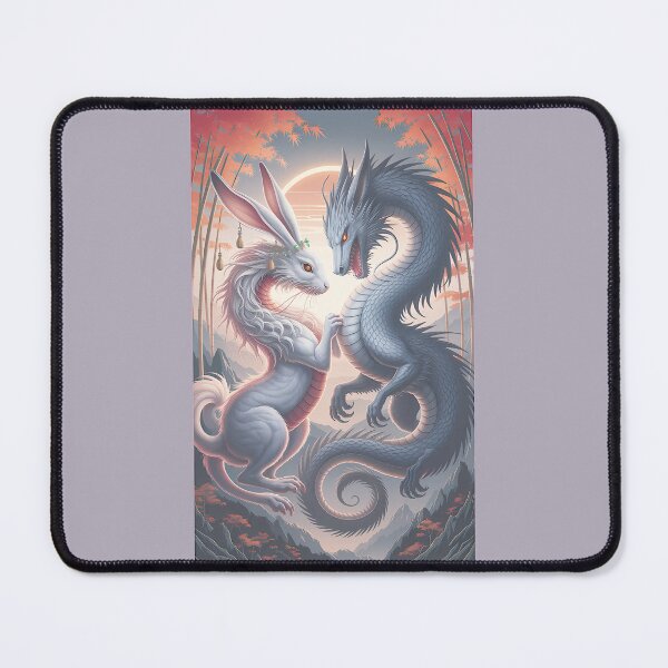 Item preview, Dragon and Rabbit Encounter Mystical Asian Art designed and sold by Angela Davidson.