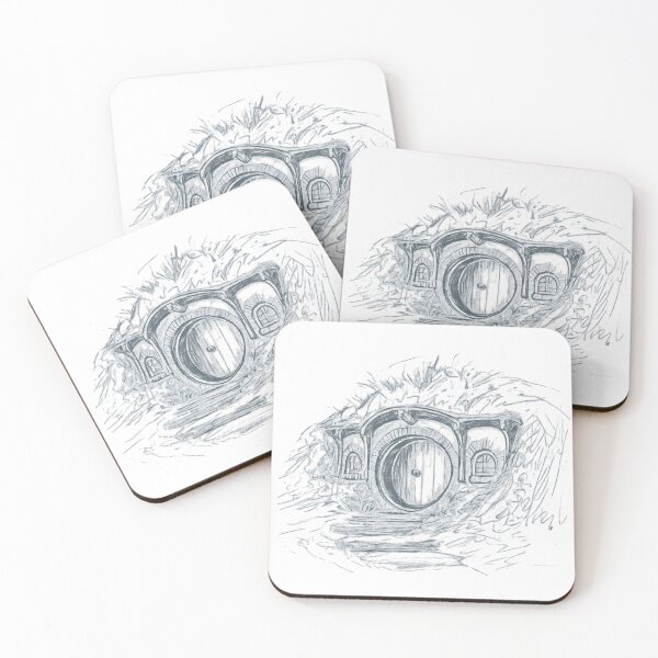 Item preview, Round Door Cottage – Cozy Burrow House Fantasy Line Art - Fantasy designed and sold by Fenay Designs.