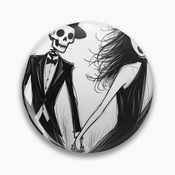 Item preview, Fancy dapper Skeleton man and Vampire girl cool horror art designed and sold by Vintage Designs +.