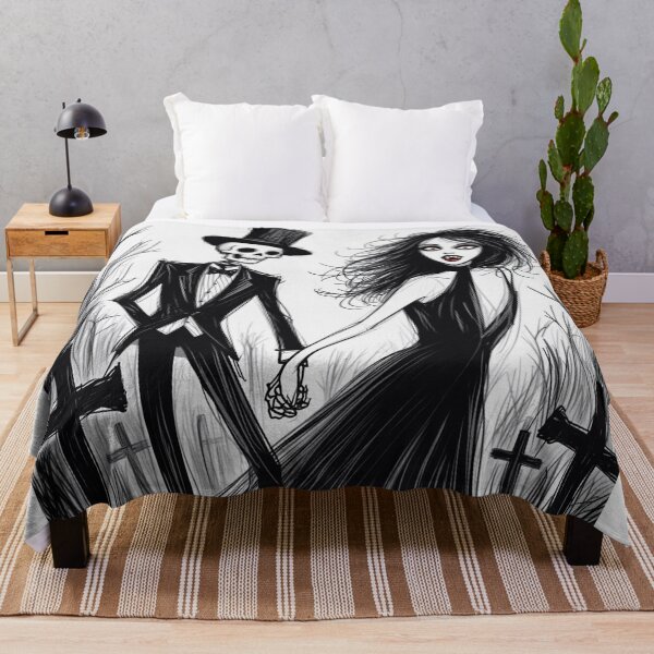 Item preview, Fancy dapper Skeleton man and Vampire girl cool horror art designed and sold by Vintage Designs +.