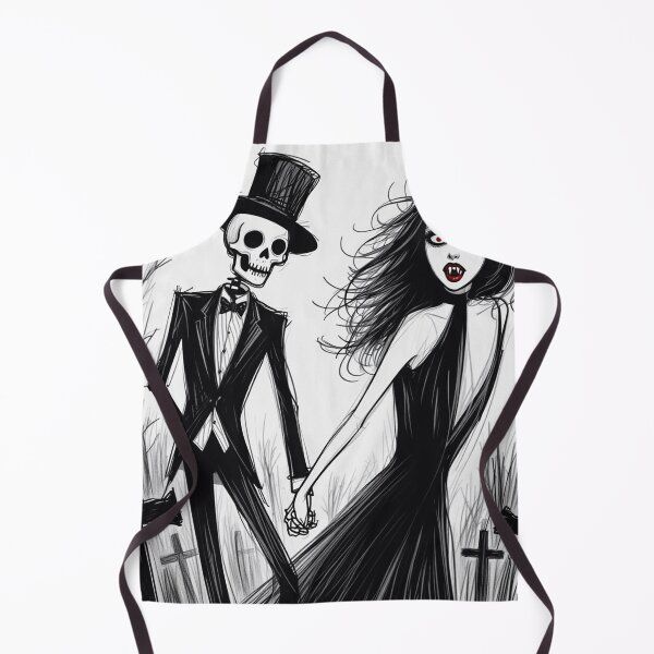 Item preview, Fancy dapper Skeleton man and Vampire girl cool horror art designed and sold by Vintage Designs +.