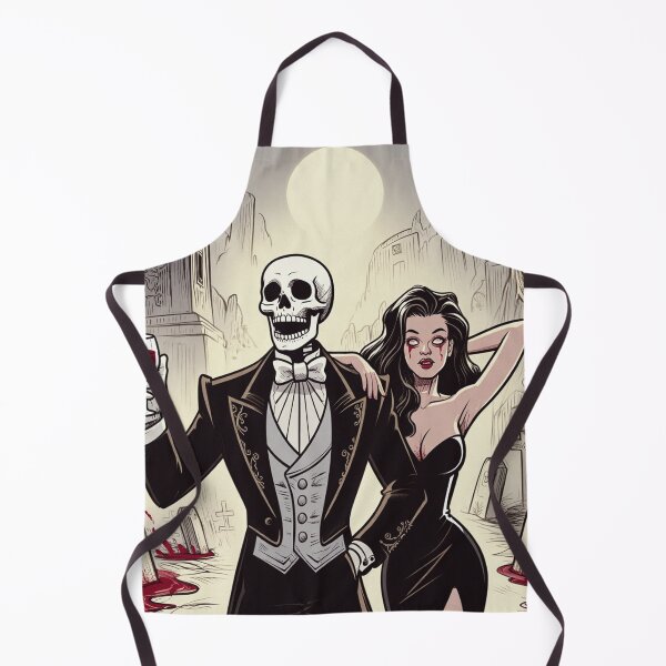 Item preview, Fancy dapper Skeleton man and Vampire girl cool horror art designed and sold by Vintage Designs +.