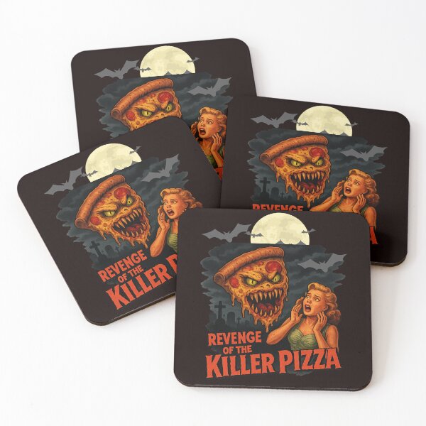Item preview, Revenge of the Killer Pizza – Retro Horror Poster Style Design designed and sold by Tadeusz1.