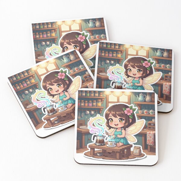 Item preview, Tiny Fairy Brew – Chibi Fairy Making Magical Coffee on a Tiny Table designed and sold by ToeyThrive.