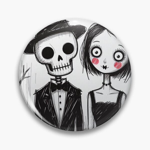 Item preview, Fancy dapper Skeleton man and Vampire girl cool horror art designed and sold by Vintage Designs +.