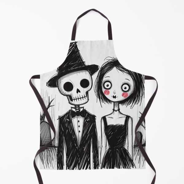 Item preview, Fancy dapper Skeleton man and Vampire girl cool horror art designed and sold by Vintage Designs +.