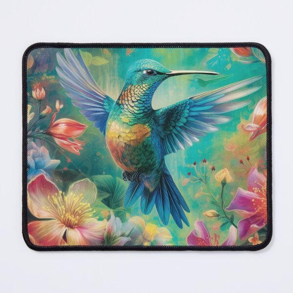 Item preview, Hermoso colibrí rodeado de flores tropicales designed and sold by GoDesign1.